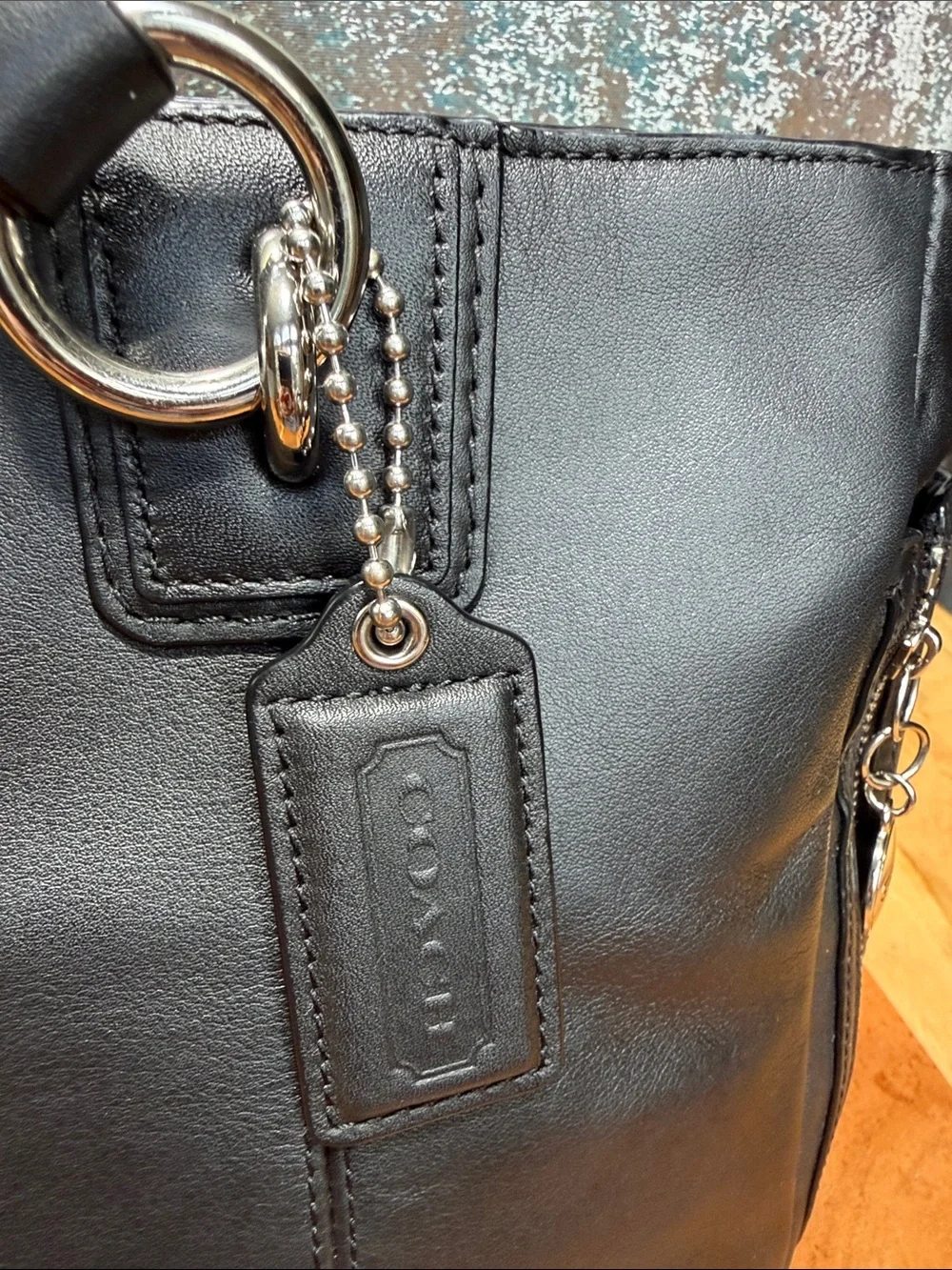 Coach Classic 2012 Black Leather Gallery East West Tote Bag